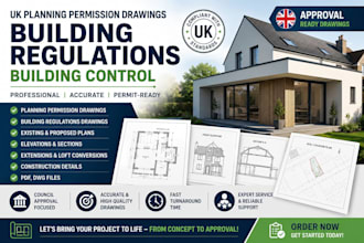 do uk planning permission drawings, building regulations for building control