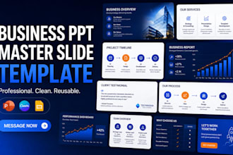 design custom powerpoint master or powerpoint template for business presentation