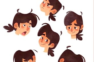 cartoon character expression sheet design