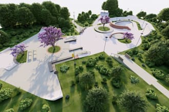 made 3d skatepark design, pump track, skate bowl, indoor skate park design
