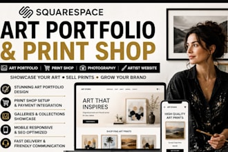 design squarespace art portfolio, print shop, photography, artist website