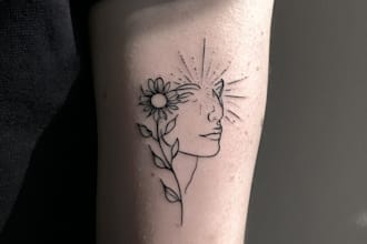 design a custom pet tattoo in fine line art from your photo