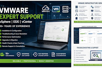 provide vmware vsphere esxi vcenter, windows, ad administration and support