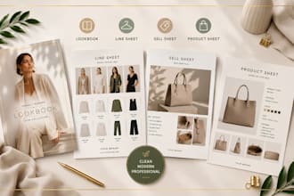 design lookbook, line sheet, sell sheet, product sheet