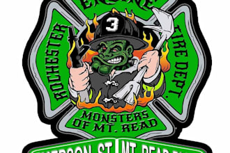 design creative firefighter t shirt logo