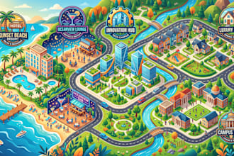 design custom pixel direction resort hotel bar office campus real estate maps