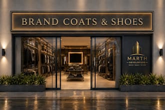 design shop interior and exterior front for your store