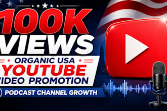 organic USA youtube video promotion, podcast channel growth