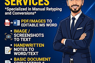 fast typing, manual retyping work, and PDF to word in ms word