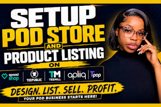 setup spreadshop teepublic teemill store pod product listing on apliiq tpop pod