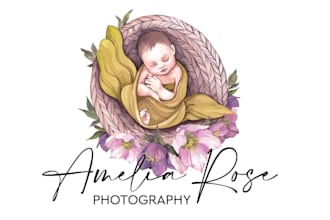 create a watercolor baby logo for boutique and nursery