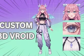 custom 3d vroid vtuber model, vrchat avatar and anime vtuber avatar