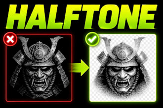 create transparent halftone artwork for dtf dtg print ready