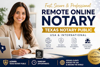 notarize documents remotely for USA and international client texas notary public