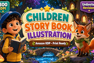 illustrate children story book illustration and kids book for KDP