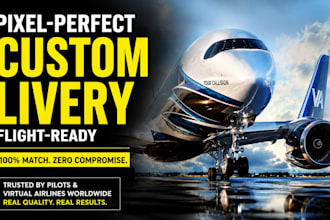 design a custom airplane livery and detailed msfs livery design in 2 days