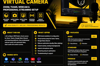 set up obs studio virtual camera, zoom, teams, streaming and webcam optimization