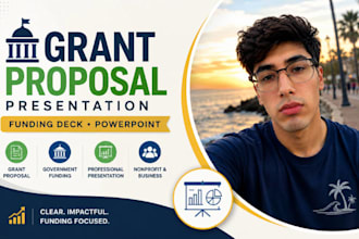 design grant proposal presentation, government funding deck and powerpoint