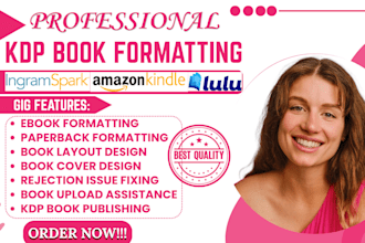 do book layout design, interior formatting for ebook and print, book typesetting