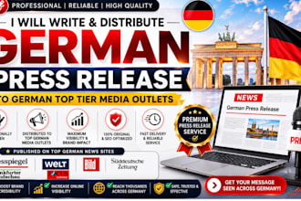 write and distribute german press release to german top tier media outlets