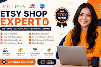 upload printify products, optimize etsy digital listings with seo shop promotion