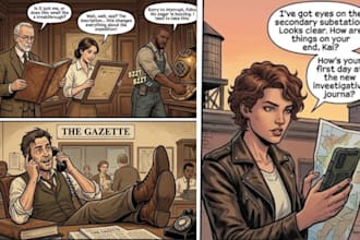 design comic pages, comic panel and comic characters as a comic artist
