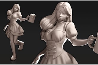 do custom 3d female character, collectible figure, statue stl model for printing