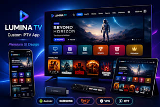 custom iptv app with premium ui design samsung app ott app with VPN integration