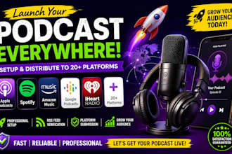 setup your podcast on apple podcast, spotify,amazon music,  all major platform