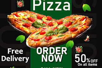 design a mouthwatering pizza promotion poster or food flyer