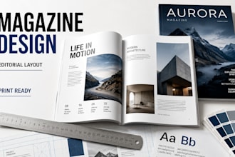 magazine layout editorial design and publication, catalog, magazine cover design