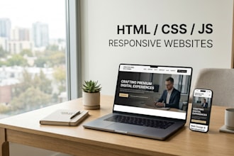 develop a modern responsive HTML CSS and javascript website