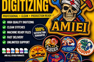 embroidery digitizing design convert to dst, pes, jef files