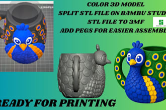 3d split slice add color to 3d models stl to 3mf ,car stl multicolor printing