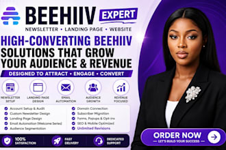 design beehiiv newsletter template, landing page design, beehiiv account manager