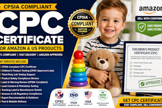 provide cpsia compliant CPC certificate for amazon US product compliance