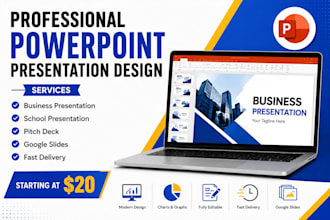 create professional powerpoint presentation for business, school and pitch deck