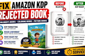 fix rejected kdp book cover children storybook kindle ebook paperback formatting