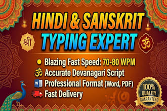 do professional hindi typing and sanskrit transcription
