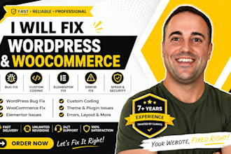 do wordpress bug fix, wocommerce bug fix, wordpress custom coding, fix elementor