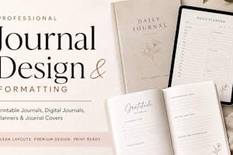 do journal design, journalformatting, digital journal and workbook design