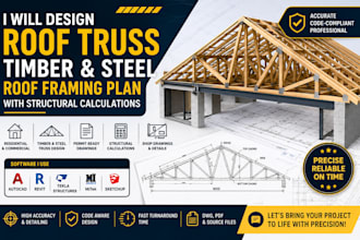 design roof truss timber and steel roof framing plan with structural calculation