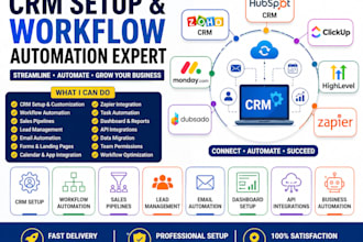 zoho CRM clickup mondaycom, hubspot CRM, gohighlevel, dubsado zapier integration