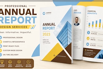 design a professional annual report with charts and infographics