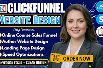 design clickfunnel website, landing page and sales funnel for online course
