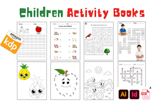 design kids activity books, kids workbook coloring book for amazon KDP printable