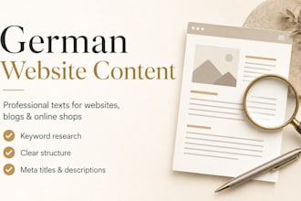 write SEO optimized german website texts and blog articles