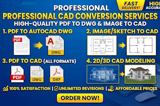 convert PDF to autocad dwg, image sketch drawing to cad pdf to cad, 3d model