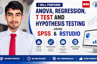 perform anova regression t test and hypothesis testing using rstudio and spss