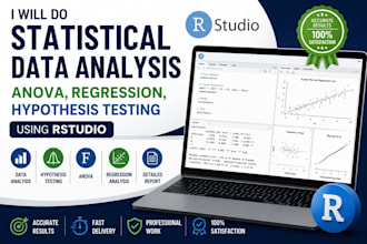 perform anova regression t test and hypothesis testing using rstudio